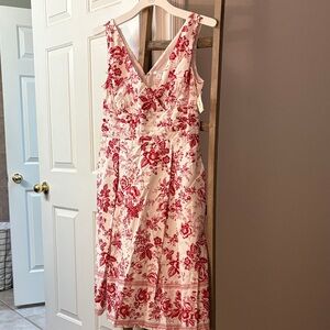 dressbarn Red and White Floral Midi Dress